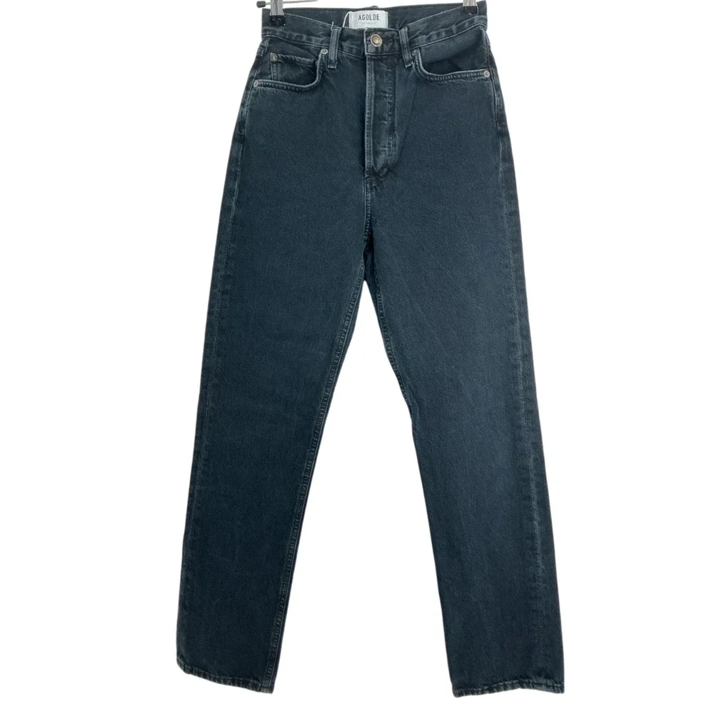 Agolde Classic Black 90s Pinch Waist High Rise Straight Denim Jeans Size 23